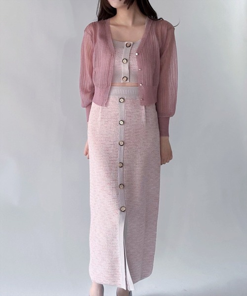 REDYAZEL（レディアゼル）の「シアーＶネックカーデガン（カーディガン/ボレロ・レディース・ピンク/ベージュ/オフホワイト・FREE）」の16枚目の写真