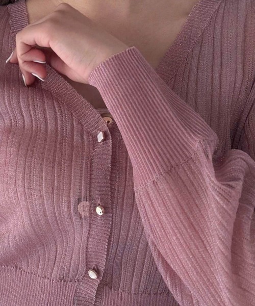 REDYAZEL（レディアゼル）の「シアーＶネックカーデガン（カーディガン/ボレロ・レディース・ピンク/ベージュ/オフホワイト・FREE）」の18枚目の写真