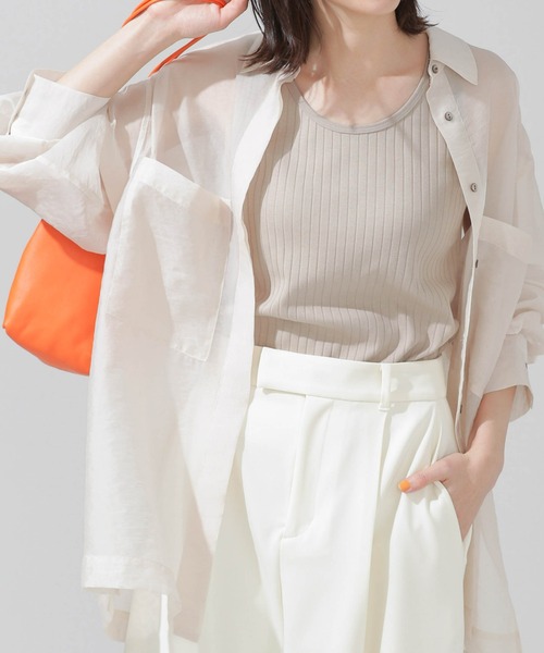 NANO universe(ナノユニバース)の「Anti Soaked 汗染み防止 リブタンクトップ(タンクトップ・レディース・グレー系その他4/チャコール/アイボリー/ブラック・Ⅱ/Ⅰ)」の3枚目の写真