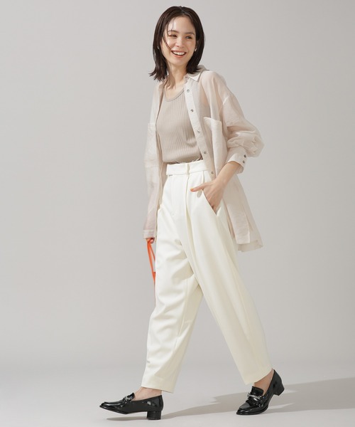 NANO universe(ナノユニバース)の「Anti Soaked 汗染み防止 リブタンクトップ(タンクトップ・レディース・グレー系その他4/チャコール/アイボリー/ブラック・Ⅱ/Ⅰ)」の9枚目の写真