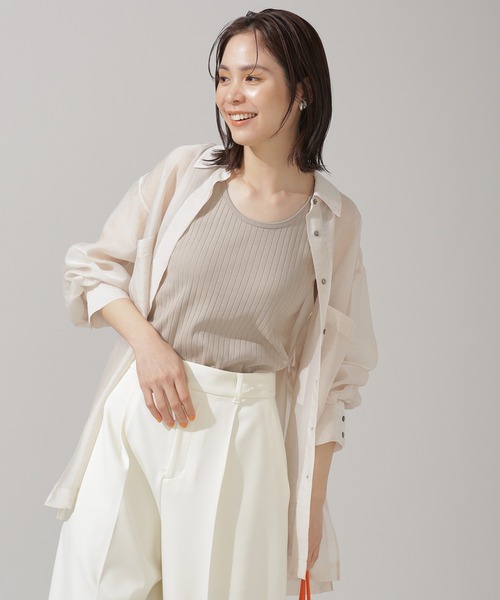 NANO universe(ナノユニバース)の「Anti Soaked 汗染み防止 リブタンクトップ(タンクトップ・レディース・グレー系その他4/チャコール/アイボリー/ブラック・Ⅱ/Ⅰ)」の6枚目の写真