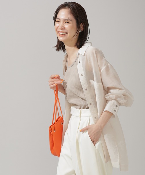 NANO universe(ナノユニバース)の「Anti Soaked 汗染み防止 リブタンクトップ(タンクトップ・レディース・グレー系その他4/チャコール/アイボリー/ブラック・Ⅱ/Ⅰ)」の7枚目の写真