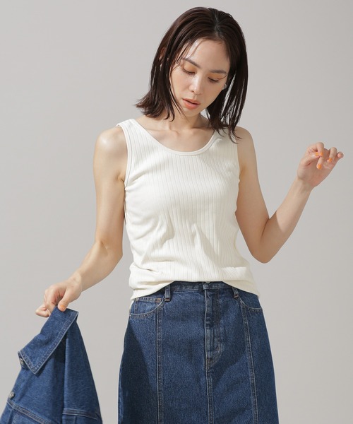 NANO universe(ナノユニバース)の「Anti Soaked 汗染み防止 リブタンクトップ(タンクトップ・レディース・グレー系その他4/チャコール/アイボリー/ブラック・Ⅱ/Ⅰ)」の12枚目の写真