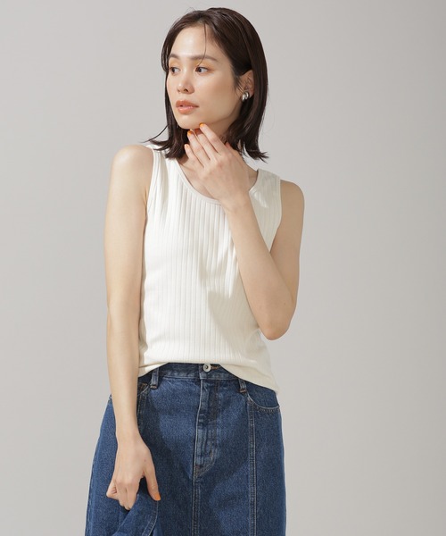 NANO universe(ナノユニバース)の「Anti Soaked 汗染み防止 リブタンクトップ(タンクトップ・レディース・グレー系その他4/チャコール/アイボリー/ブラック・Ⅱ/Ⅰ)」の13枚目の写真