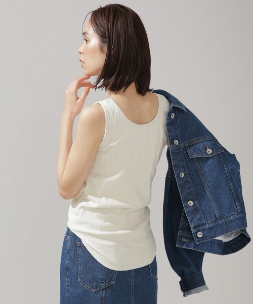 NANO universe(ナノユニバース)の「Anti Soaked 汗染み防止 リブタンクトップ(タンクトップ・レディース・グレー系その他4/チャコール/アイボリー/ブラック・Ⅱ/Ⅰ)」の14枚目の写真