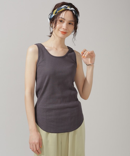 NANO universe(ナノユニバース)の「Anti Soaked 汗染み防止 リブタンクトップ(タンクトップ・レディース・グレー系その他4/チャコール/アイボリー/ブラック・Ⅱ/Ⅰ)」の15枚目の写真
