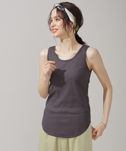 NANO universe(ナノユニバース)の「Anti Soaked 汗染み防止 リブタンクトップ(タンクトップ・レディース・グレー系その他4/チャコール/アイボリー/ブラック・Ⅱ/Ⅰ)」の16枚目の写真