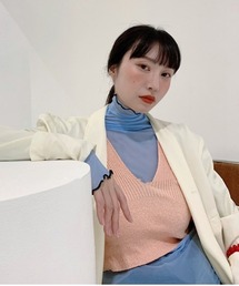 パイピング配色シアーメロートップス