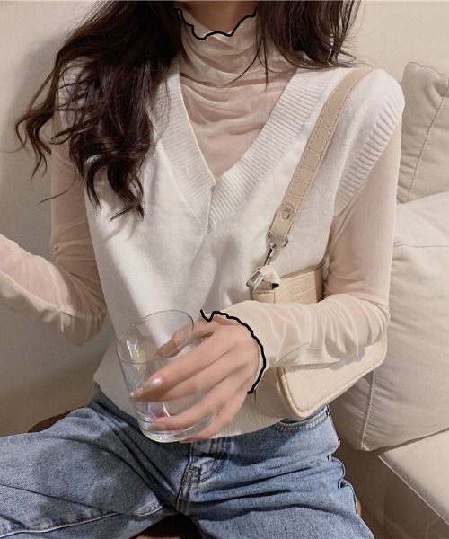 Achic(アシック)の「パイピング配色シアーメロートップス(Tシャツ/カットソー・レディース・イエロー/オレンジ/パープル/ホワイト/グリーン/ブルー/ブラック/アイボリー/ピンク・M)」の10枚目の写真