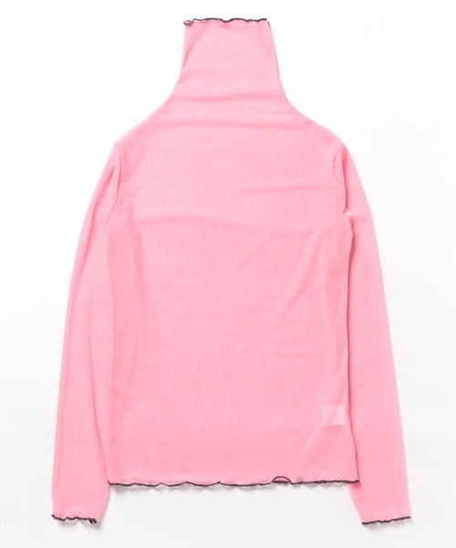 Achic(アシック)の「パイピング配色シアーメロートップス(Tシャツ/カットソー・レディース・イエロー/オレンジ/パープル/ホワイト/グリーン/ブルー/ブラック/アイボリー/ピンク・M)」の14枚目の写真
