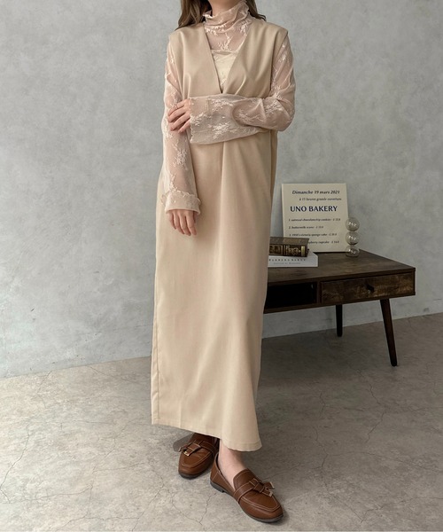 apres jour clair(アプレジュールクレア)の「【apres jour clair】2WAYジャンスカ【ZOZOTOWN限定アイテム】(ジャンパースカート・レディース・ライトベージュ/グレイッシュベージュ/ブラック/ライトブラウン・フリー/X-LARGE)」の3枚目の写真