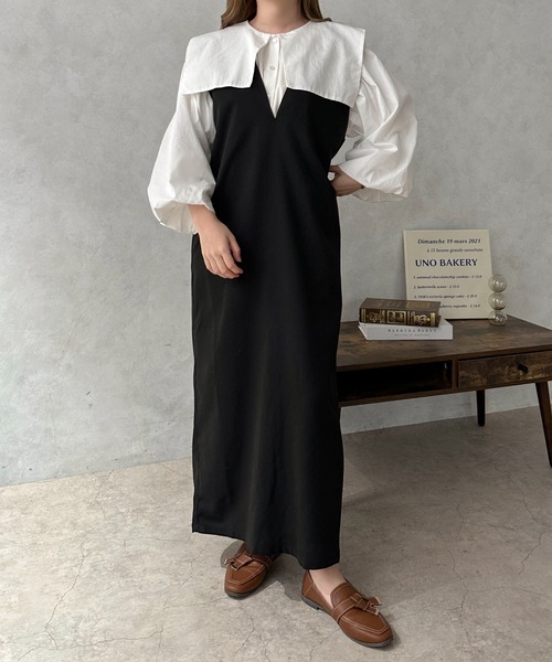 apres jour clair(アプレジュールクレア)の「【apres jour clair】2WAYジャンスカ【ZOZOTOWN限定アイテム】(ジャンパースカート・レディース・ライトベージュ/グレイッシュベージュ/ブラック/ライトブラウン・フリー/X-LARGE)」の5枚目の写真