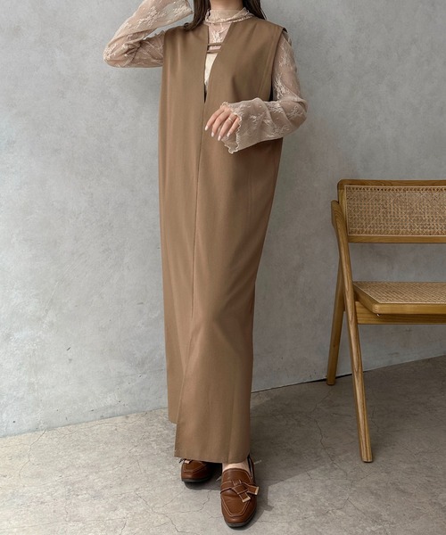 apres jour clair(アプレジュールクレア)の「【apres jour clair】2WAYジャンスカ【ZOZOTOWN限定アイテム】(ジャンパースカート・レディース・ライトベージュ/グレイッシュベージュ/ブラック/ライトブラウン・フリー/X-LARGE)」の10枚目の写真