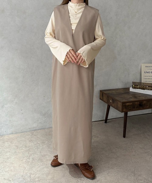 apres jour clair(アプレジュールクレア)の「【apres jour clair】2WAYジャンスカ【ZOZOTOWN限定アイテム】(ジャンパースカート・レディース・ライトベージュ/グレイッシュベージュ/ブラック/ライトブラウン・フリー/X-LARGE)」の15枚目の写真