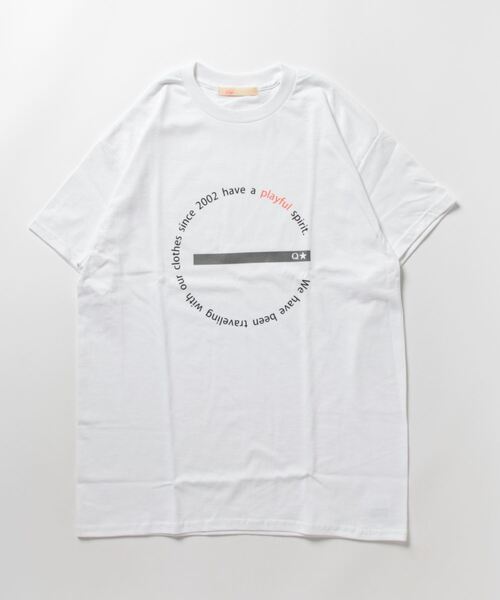 Q（キュー）の「サークルロゴT（Tシャツ/カットソー・レディース・アイボリー/ブラック・MEDIUM）」の3枚目の写真