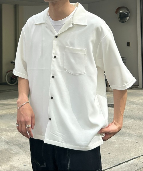 CPCM(シーピーシーエム)の「杢調半袖開襟シャツ(シャツ/ブラウス・メンズ・チャコールグレー/ホワイト/グリーン・MEDIUM/LARGE)」の1枚目の写真