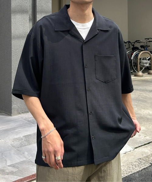 CPCM(シーピーシーエム)の「杢調半袖開襟シャツ(シャツ/ブラウス・メンズ・チャコールグレー/ホワイト/グリーン・MEDIUM/LARGE)」の2枚目の写真