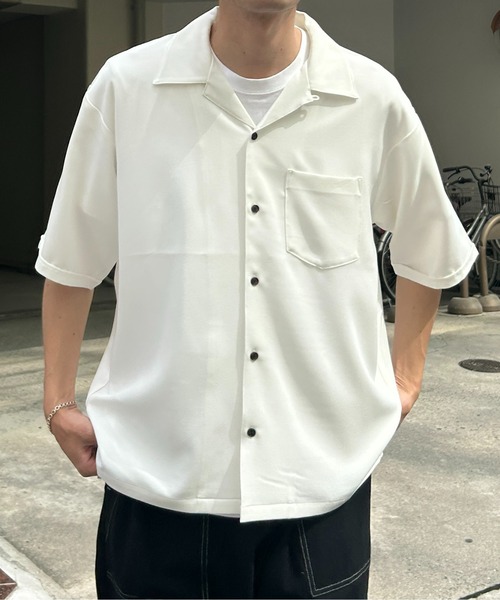 CPCM(シーピーシーエム)の「杢調半袖開襟シャツ(シャツ/ブラウス・メンズ・チャコールグレー/ホワイト/グリーン・MEDIUM/LARGE)」の4枚目の写真