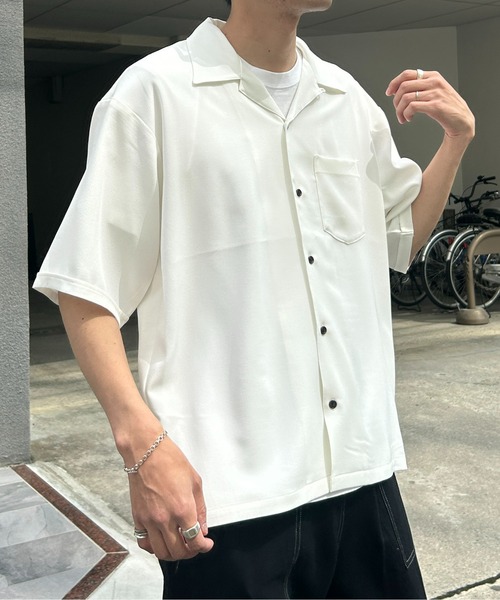 CPCM(シーピーシーエム)の「杢調半袖開襟シャツ(シャツ/ブラウス・メンズ・チャコールグレー/ホワイト/グリーン・MEDIUM/LARGE)」の6枚目の写真