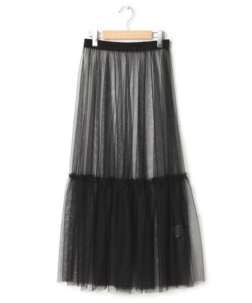 w closet（ダブルクローゼット）の「ペチコート付きチュールティアードスカート（スカート・レディース・ブラック/サックスブルー/イエロー/アイボリー・FREE）」の6枚目の写真