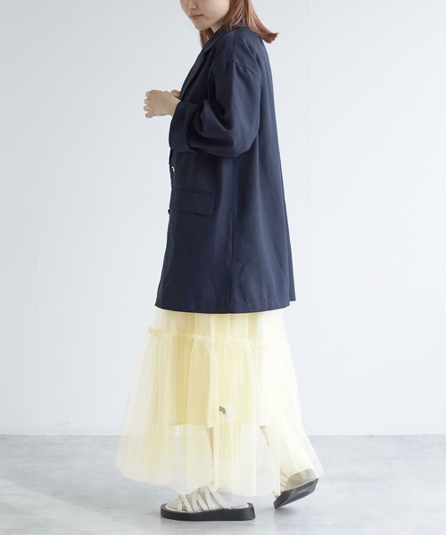 w closet（ダブルクローゼット）の「ペチコート付きチュールティアードスカート（スカート・レディース・ブラック/サックスブルー/イエロー/アイボリー・FREE）」の20枚目の写真