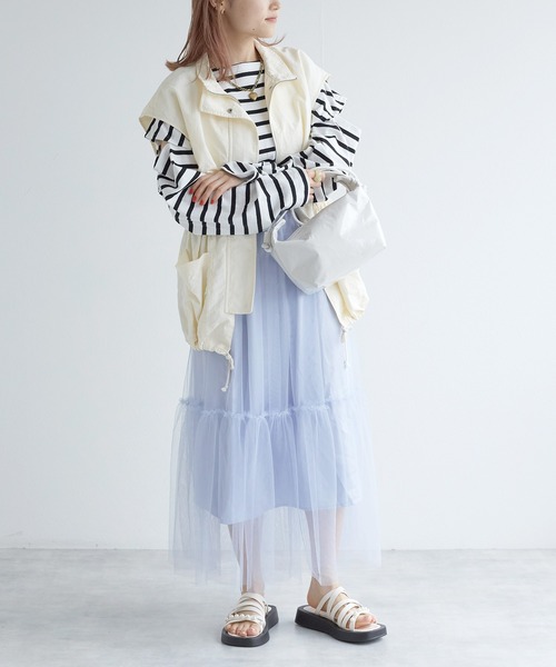 w closet（ダブルクローゼット）の「ペチコート付きチュールティアードスカート（スカート・レディース・ブラック/サックスブルー/イエロー/アイボリー・FREE）」の12枚目の写真