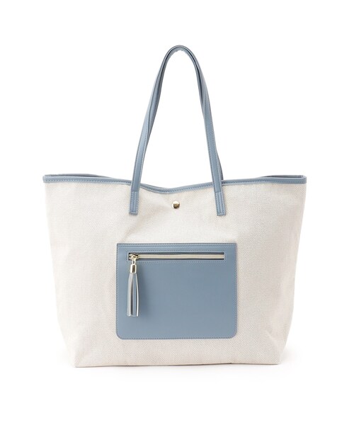 SHOO・LA・RUE（シューラルー）の「◆素材コンビフロントポケットトートバッグ（トートバッグ・レディース・ブラック/ベージュ/ブルー・00）」の5枚目の写真