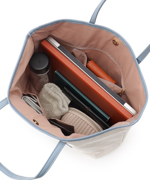 SHOO・LA・RUE（シューラルー）の「◆素材コンビフロントポケットトートバッグ（トートバッグ・レディース・ブラック/ベージュ/ブルー・00）」の12枚目の写真