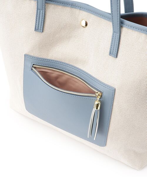 SHOO・LA・RUE（シューラルー）の「◆素材コンビフロントポケットトートバッグ（トートバッグ・レディース・ブラック/ベージュ/ブルー・00）」の13枚目の写真