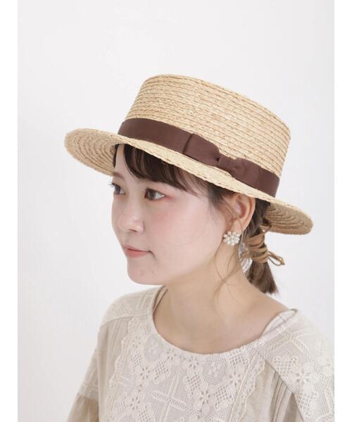 Samansa Mos2（サマンサ モスモス）の「ラフィアカンカン帽（ハット・レディース・ブラック/ブラウン・ﾌﾘ-）」の4枚目の写真