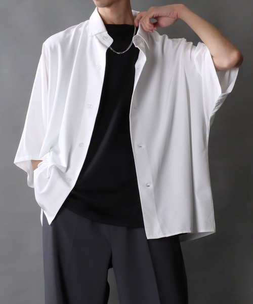 セール】Oversize Drop shoulder Dolman Sleeve shirt/オーバー