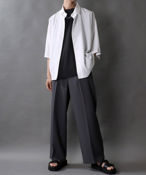 SITRY(シトリー)の「Oversize Drop shoulder Dolman Sleeve shirt/オーバーサイズ ドロップショルダー ドルマンスリーブ 半袖シャツ(シャツ/ブラウス・メンズ・ホワイト/ブラック/グレイッシュベージュ/チャコールグレー・M/L)」の17枚目の写真