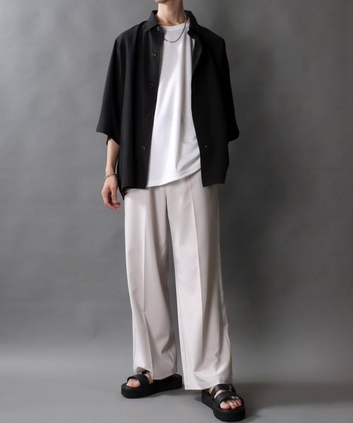 SITRY(シトリー)の「Oversize Drop shoulder Dolman Sleeve shirt/オーバーサイズ ドロップショルダー ドルマンスリーブ 半袖シャツ(シャツ/ブラウス・メンズ・ホワイト/ブラック/グレイッシュベージュ/チャコールグレー・M/L)」の22枚目の写真