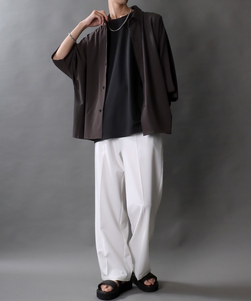 セール】Oversize Drop shoulder Dolman Sleeve shirt/オーバーサイズ