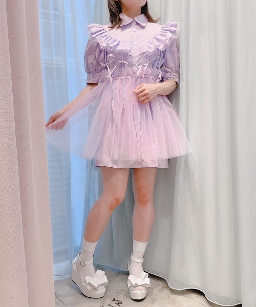 PAIN（ペイン）の「2WAYチュールレイヤードシャツドレス