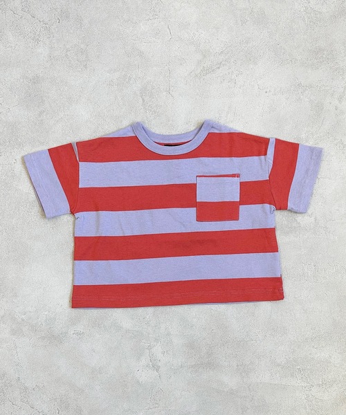 BIG FIELD（ビッグフィールド）の「太ボーダーTシャツ(80～150cm)（Tシャツ/カットソー・キッズ・ラベンダー/チャコール/イエロー・80/90/95/100/110/120/130/140/150）」の2枚目の写真