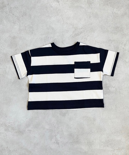 BIG FIELD（ビッグフィールド）の「太ボーダーTシャツ(80～150cm)（Tシャツ/カットソー・キッズ・ラベンダー/チャコール/イエロー・80/90/95/100/110/120/130/140/150）」の10枚目の写真