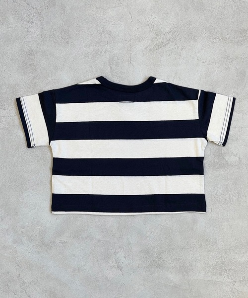 BIG FIELD（ビッグフィールド）の「太ボーダーTシャツ(80～150cm)（Tシャツ/カットソー・キッズ・ラベンダー/チャコール/イエロー・80/90/95/100/110/120/130/140/150）」の11枚目の写真