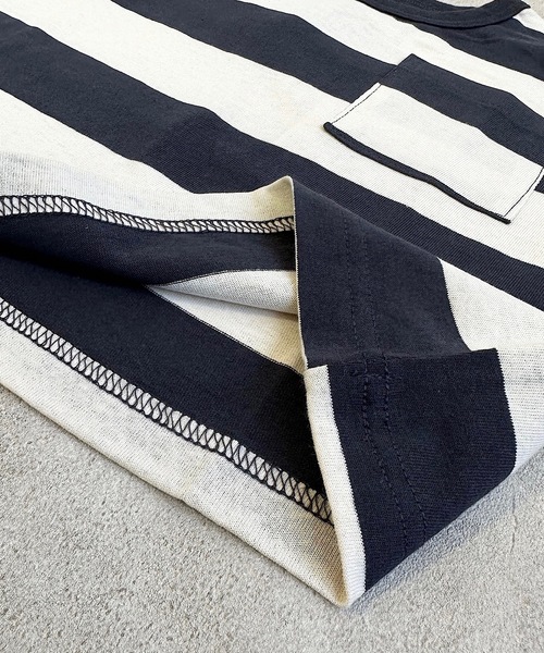 BIG FIELD（ビッグフィールド）の「太ボーダーTシャツ(80～150cm)（Tシャツ/カットソー・キッズ・ラベンダー/チャコール/イエロー・80/90/95/100/110/120/130/140/150）」の12枚目の写真