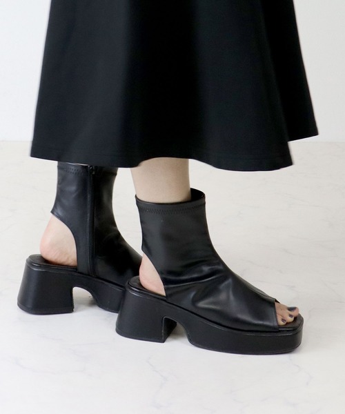 LOVEHUNTER（ラブハンター）の「LOVEHUNTER/ オープントゥ厚底ブーツサンダル (1591)（サンダル・レディース・アイボリー/ブラック/ブラック系その他/ホワイト系その他・LL/S/M/L）」の6枚目の写真