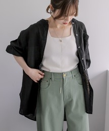 PUAL CE CIN | フレンチリネンノーカラーブラウス(シャツ/ブラウス)