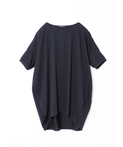 mizuiroind（ミズイロインド）の「mizuiro ind ハーフスリーブコクーンプルオーバー（Tシャツ/カットソー・レディース・ブルー/チャコールグレー/ブラック/オフホワイト/ネイビー/グレー・FREE）」の5枚目の写真