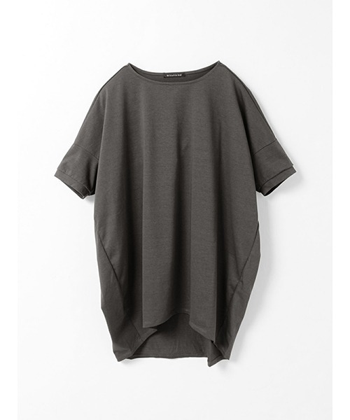 mizuiroind（ミズイロインド）の「mizuiro ind ハーフスリーブコクーンプルオーバー（Tシャツ/カットソー・レディース・ブルー/チャコールグレー/ブラック/オフホワイト/ネイビー/グレー・FREE）」の3枚目の写真