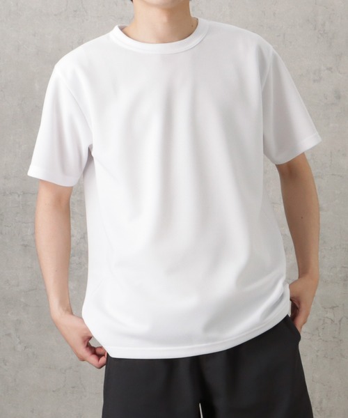 NAVY(ネイビー)の「ドライタッチ鹿の子ショートスリーブTシャツ(Tシャツ/カットソー・メンズ・グリーン/ホワイト/ライトグレー/チャコール/ネイビー・S/M/L/XL)」の3枚目の写真