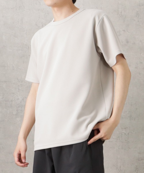 NAVY(ネイビー)の「ドライタッチ鹿の子ショートスリーブTシャツ(Tシャツ/カットソー・メンズ・グリーン/ホワイト/ライトグレー/チャコール/ネイビー・S/M/L/XL)」の4枚目の写真