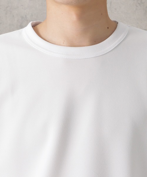 NAVY(ネイビー)の「ドライタッチ鹿の子ショートスリーブTシャツ(Tシャツ/カットソー・メンズ・グリーン/ホワイト/ライトグレー/チャコール/ネイビー・S/M/L/XL)」の8枚目の写真