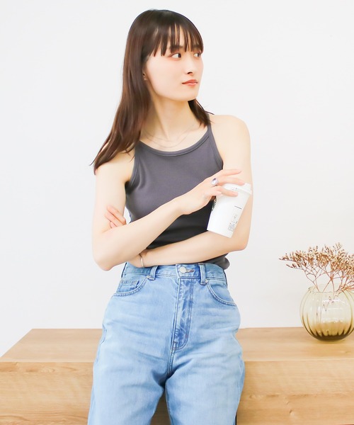 Social GIRL（ソーシャルガール）の「カップ付きアメリカンスリーブブラキャミソール（キャミソール・レディース・ブラック/グレイッシュベージュ/ブルー/オフホワイト/チャコール・M）」の18枚目の写真