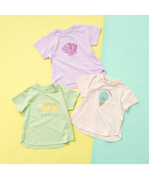 apres les cours(アプレレクール)の「PVC 3柄モチーフTシャツ(Tシャツ/カットソー・キッズ・ミント/ラベンダー/キナリ・80/90/100/110/120/130/140)」の4枚目の写真