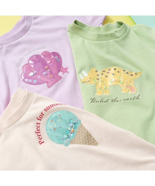 apres les cours(アプレレクール)の「PVC 3柄モチーフTシャツ(Tシャツ/カットソー・キッズ・ミント/ラベンダー/キナリ・80/90/100/110/120/130/140)」の5枚目の写真