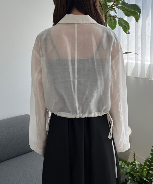 one after another NICE CLAUP（ワンアフターアナザーナイスクラップ）の「サイドリボンシアージャケット（テーラードジャケット・レディース・ベージュ/グレー/アイボリー・FREE）」の7枚目の写真